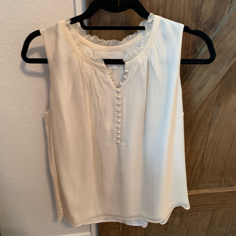 NWT J. crew ivory tank with button detail